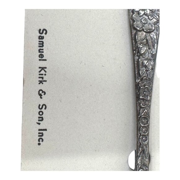 Vintage Samuel Kirk & Son Sterling Silver Floral Demitasse Spoon Brooch Pin NEW - Picture 4 of 8
